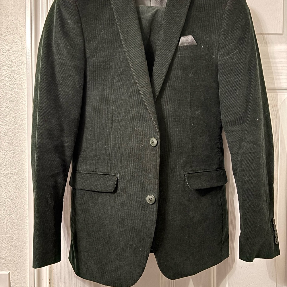 Bar III Dark Green Corduroy Men's Suit